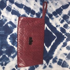 Textured Dark Red Envelope Purse w/wristlet.